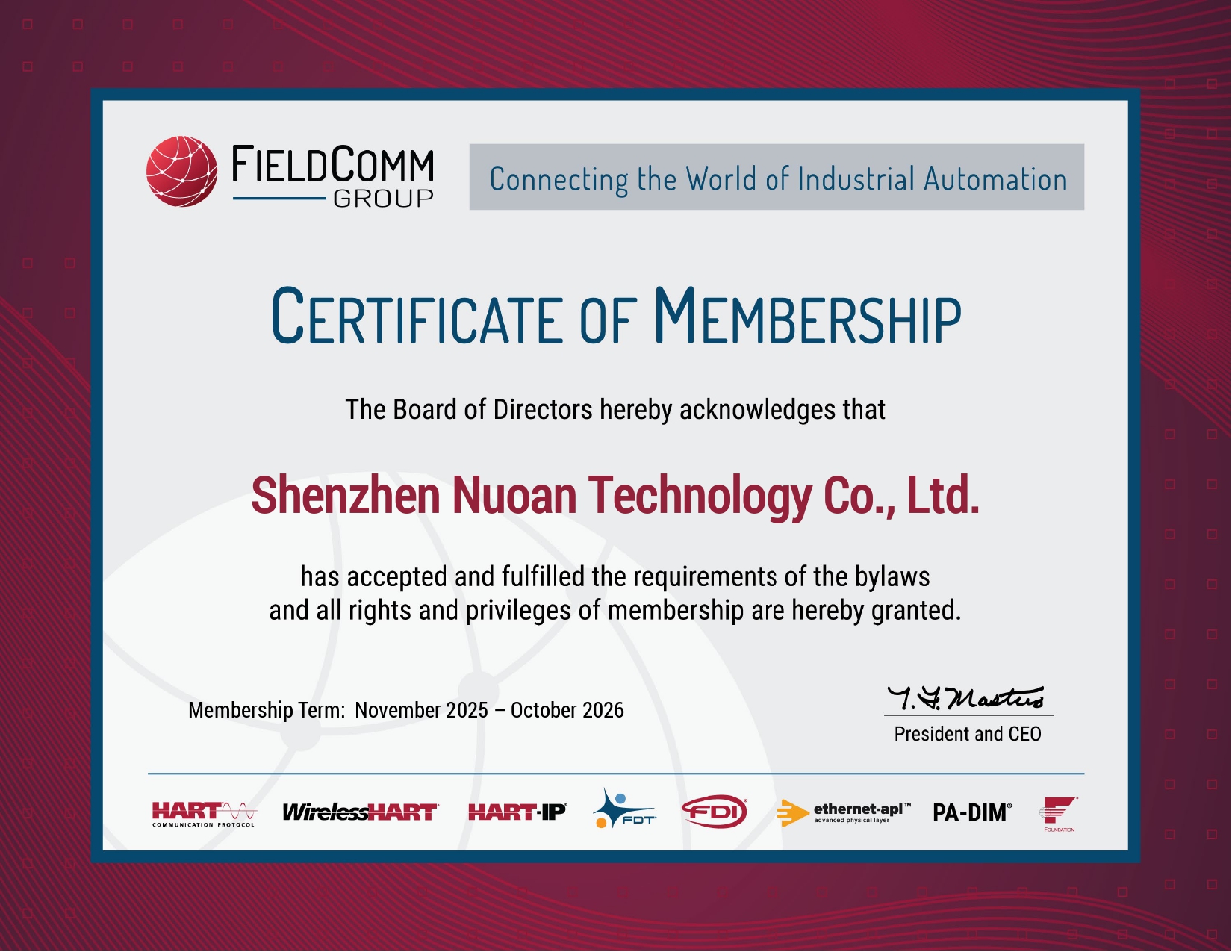 HART Membership Certificate