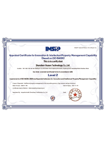 Appraisal Certificate for Innovation & Intellectual Property Management Capability